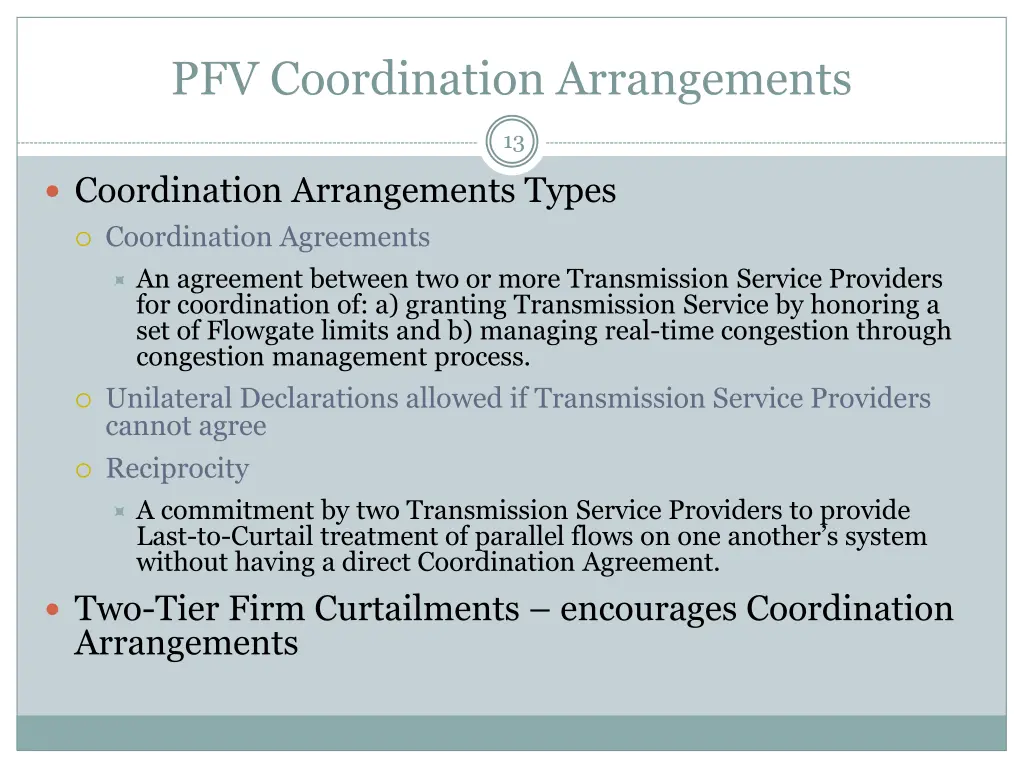 pfv coordination arrangements