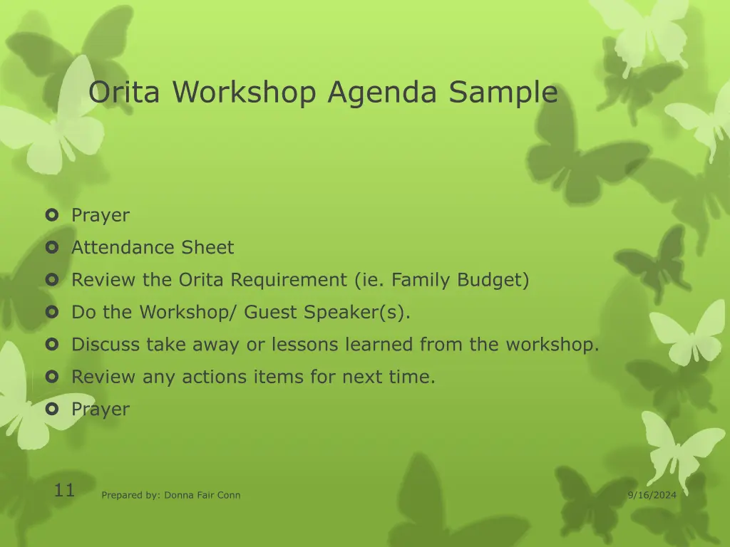 orita workshop agenda sample