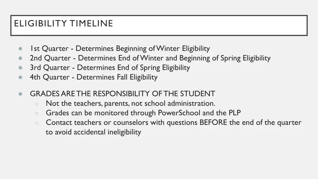 eligibility timeline