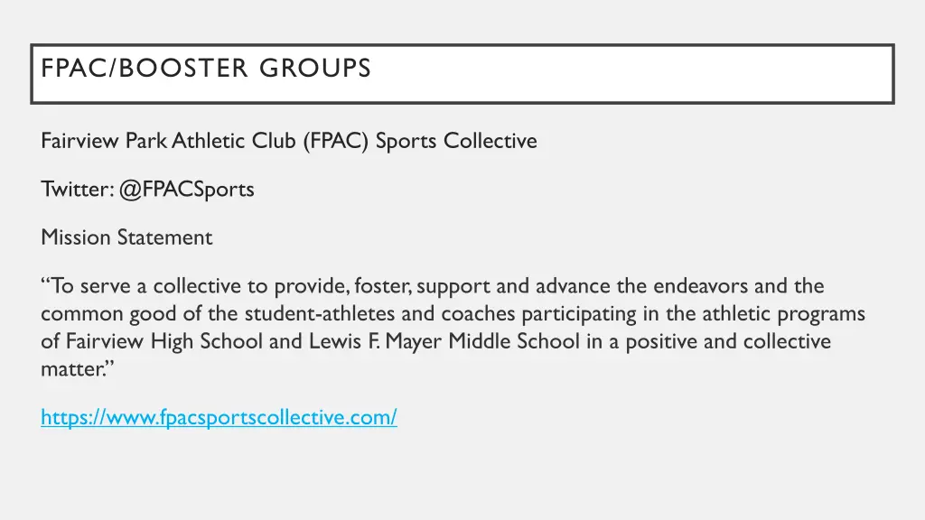 fpac booster groups