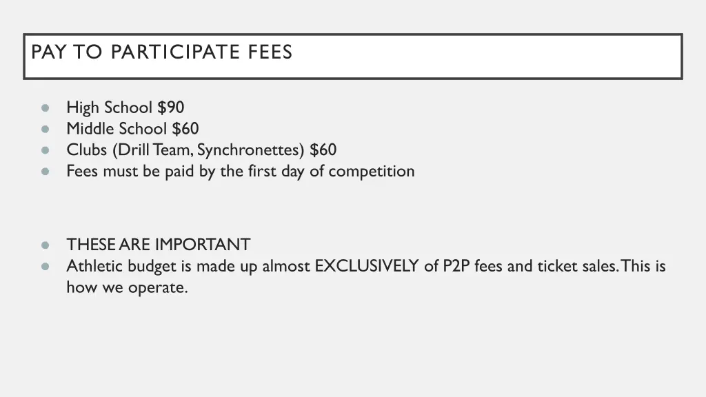 pay to participate fees