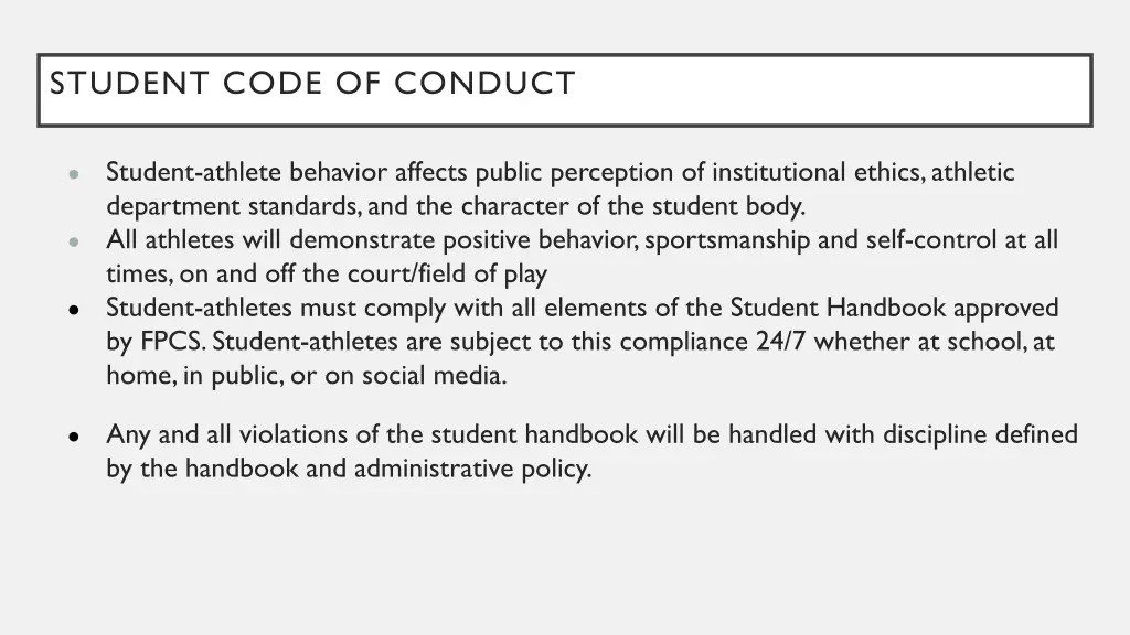 student code of conduct