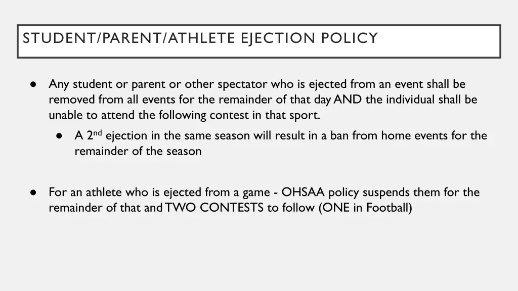 student parent athlete ejection policy