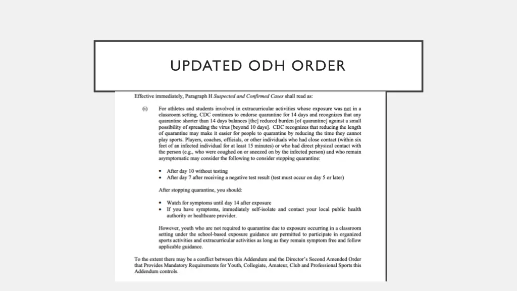 updated odh order