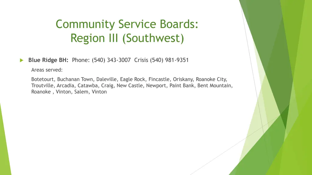 community service boards region iii southwest