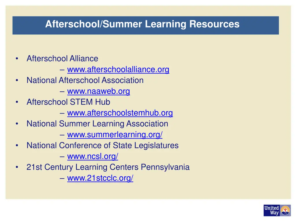 afterschool summer learning resources