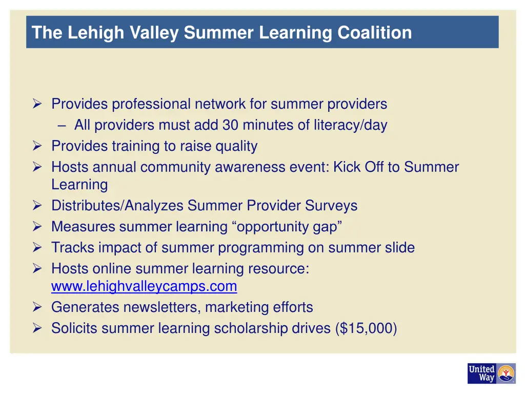 the lehigh valley summer learning coalition