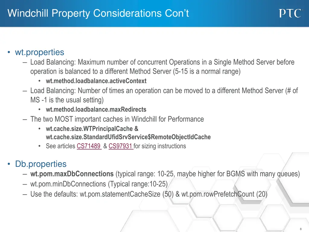 windchill property considerations con t