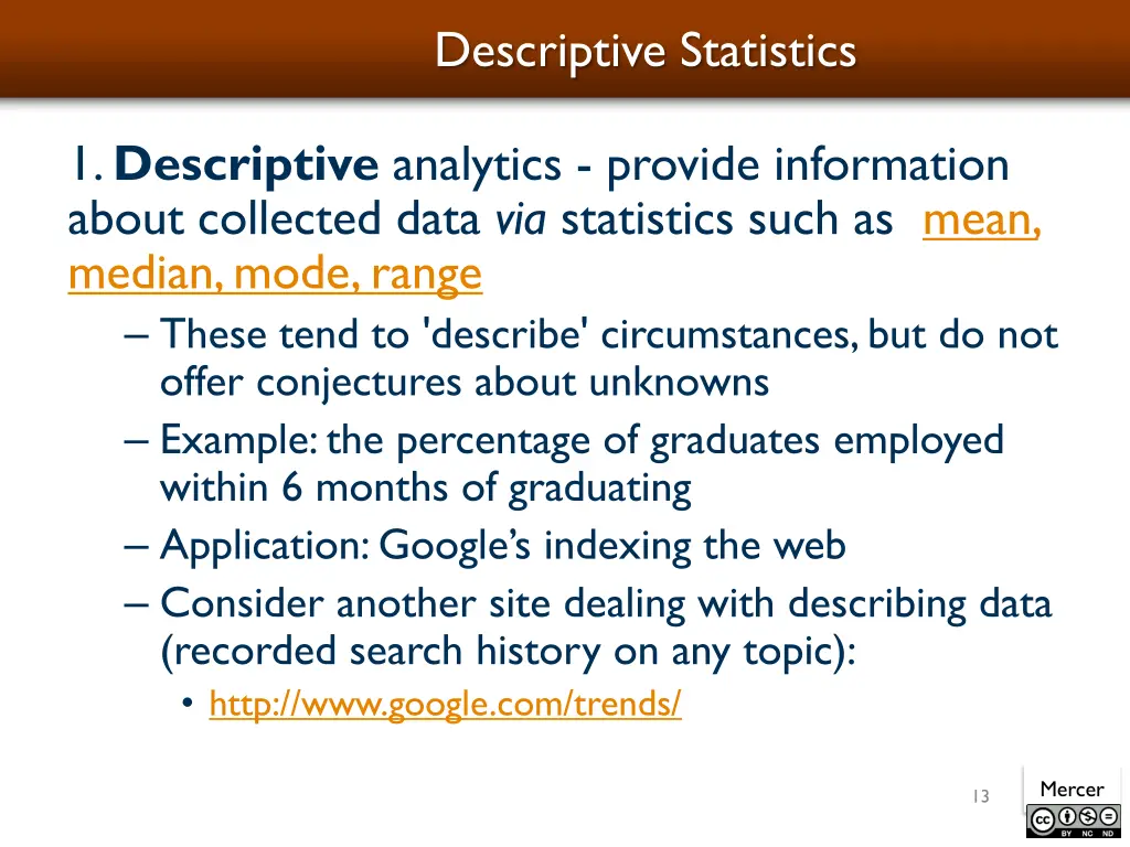 descriptive statistics