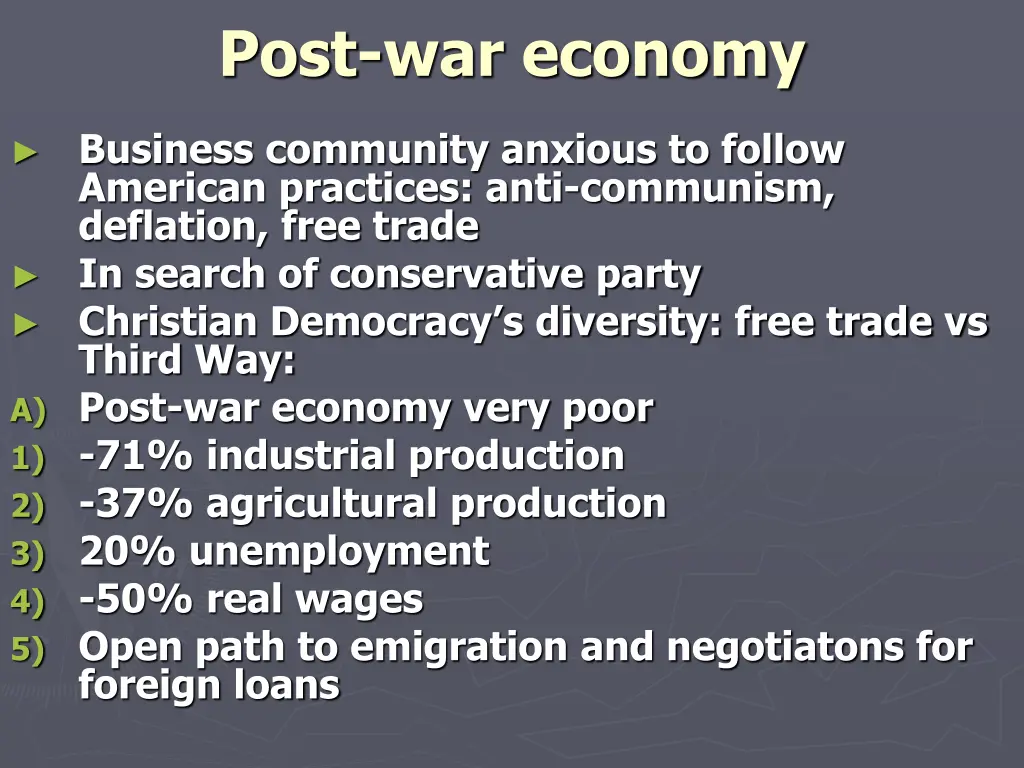 post war economy