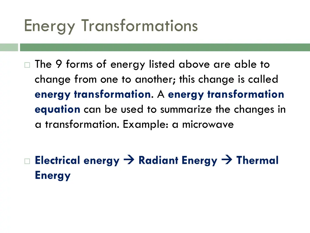 energy transformations