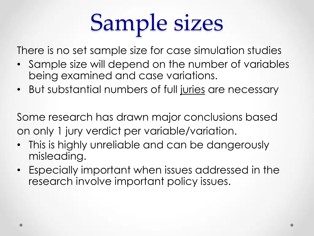 sample sizes