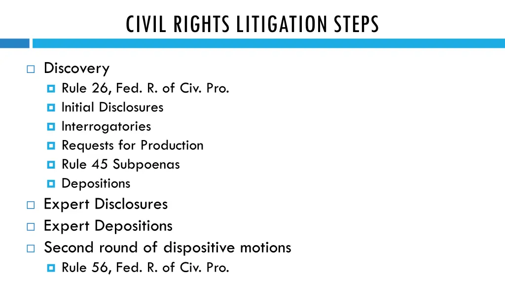 civil rights litigation steps 2