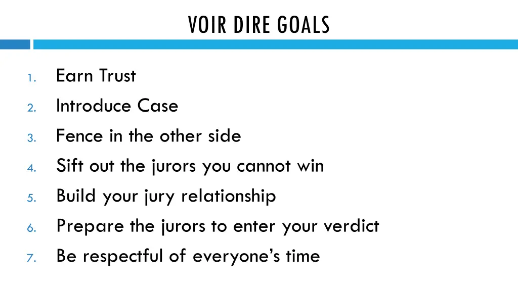 voir dire goals