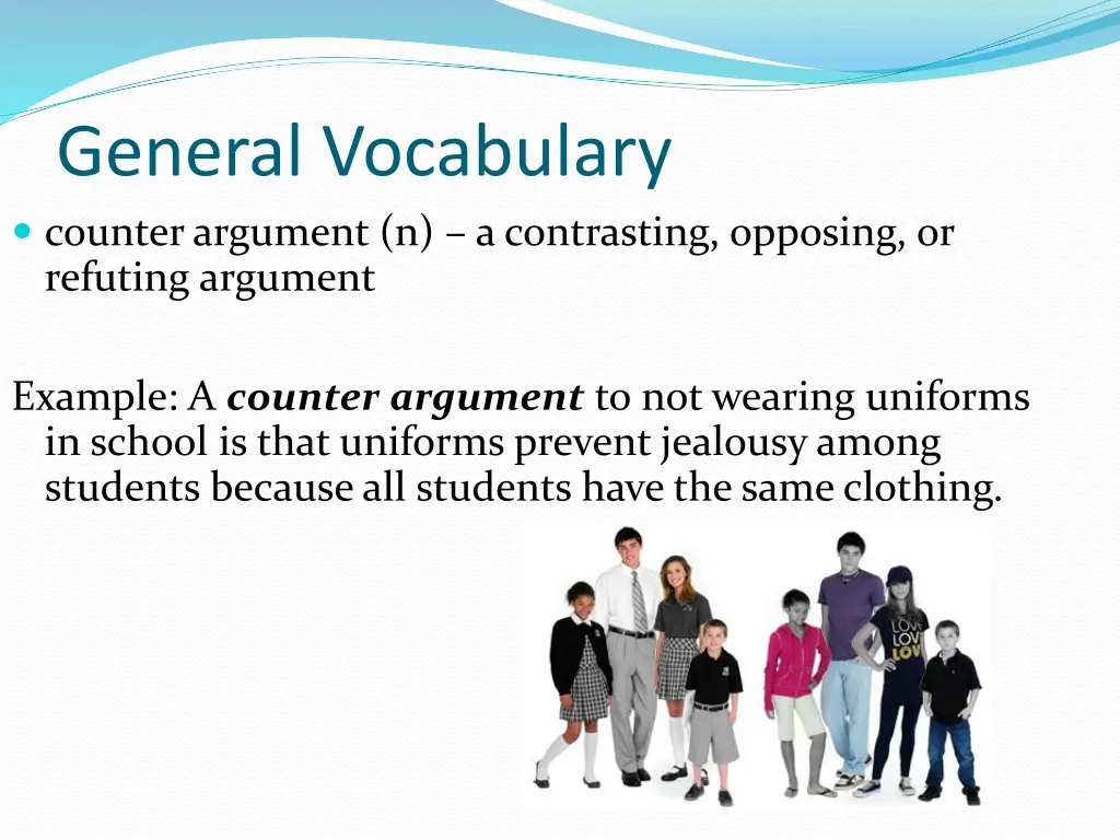 general vocabulary counter argument