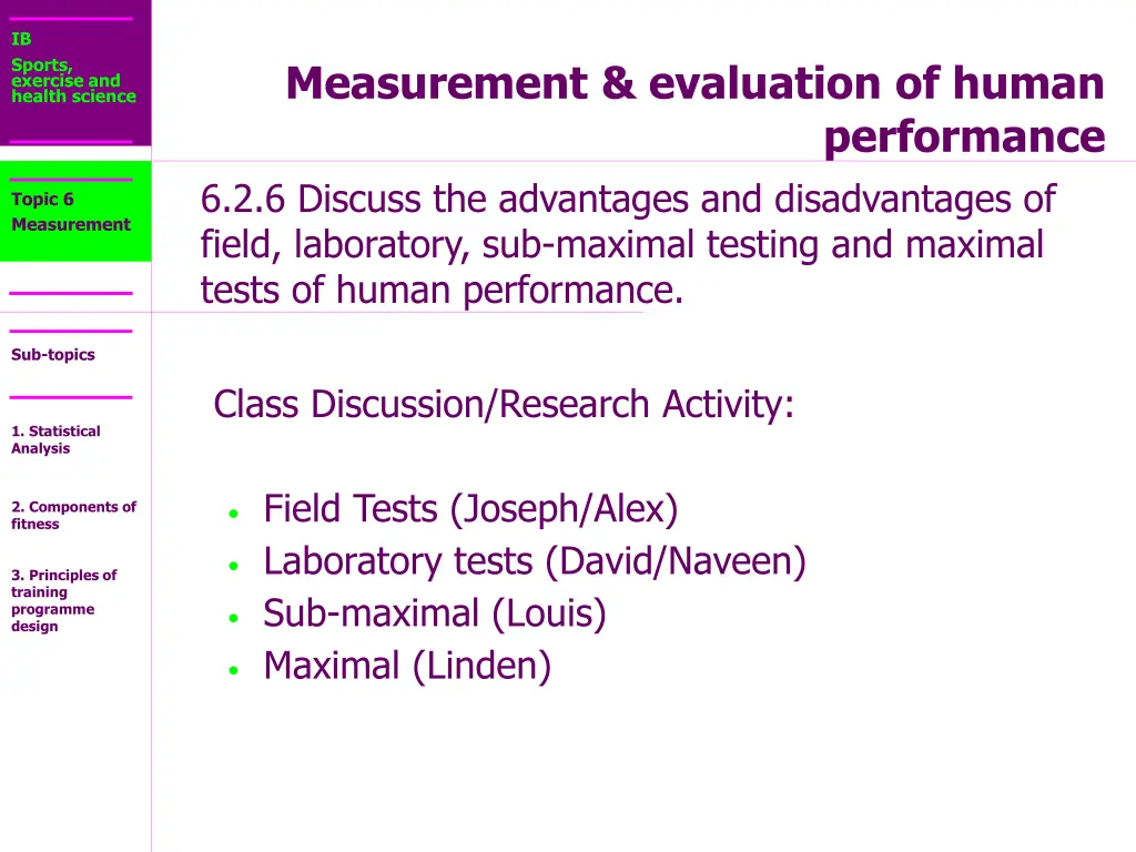 ib sports exercise and health science 21