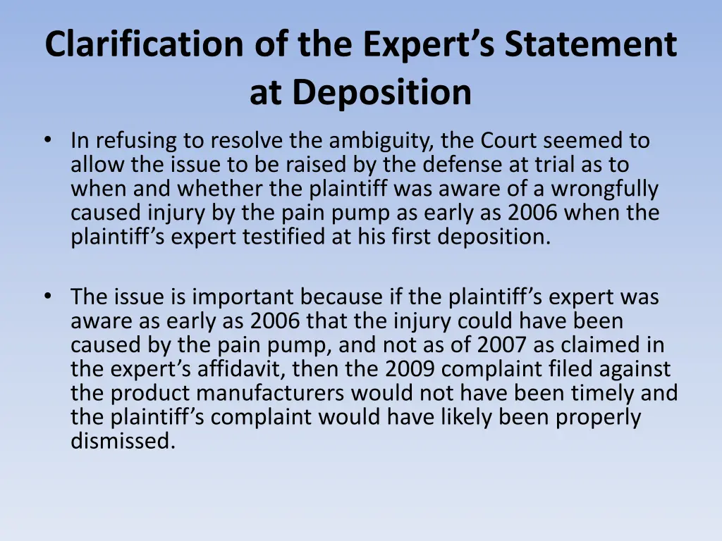 clarification of the expert s statement 1