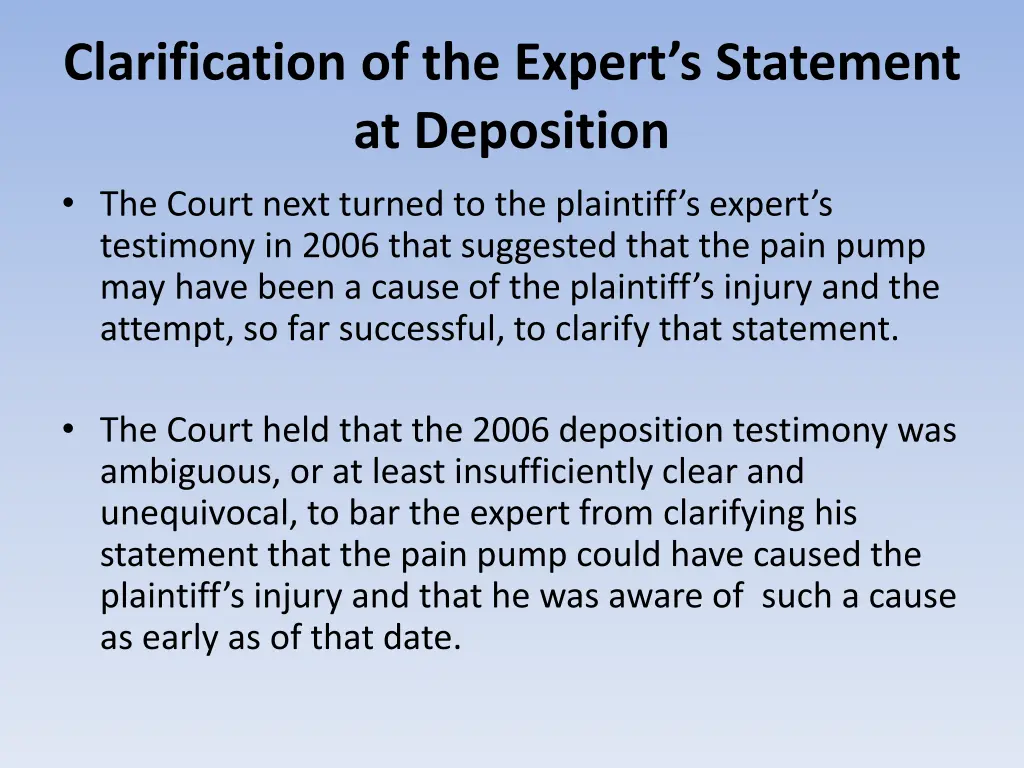 clarification of the expert s statement