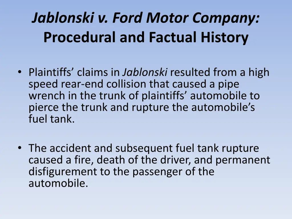 jablonski v ford motor company procedural