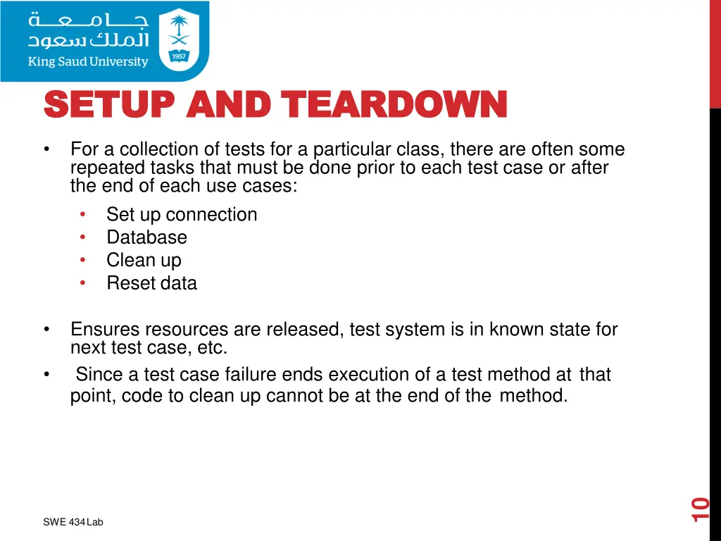 setup and setup and teardown for a collection