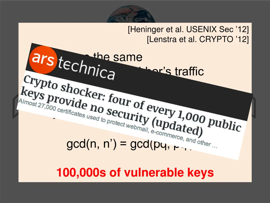 heninger et al usenix sec 12 lenstra et al crypto