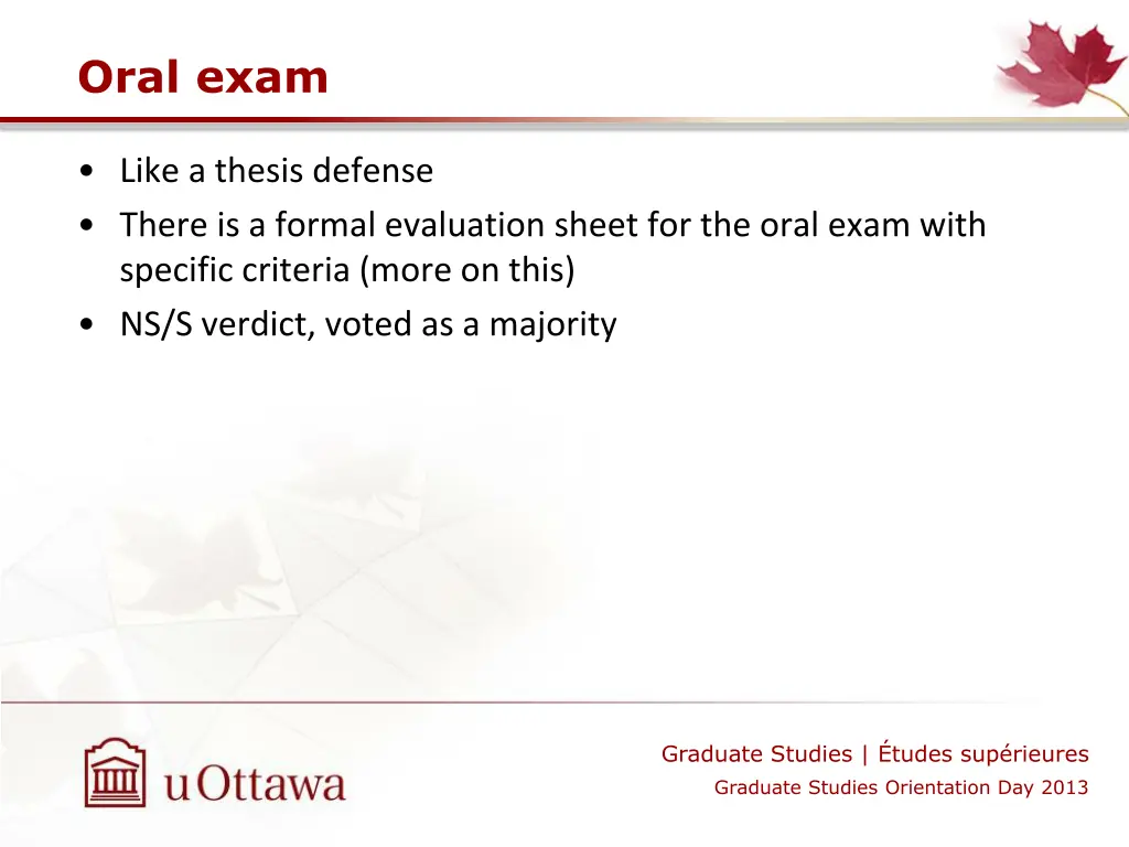 oral exam