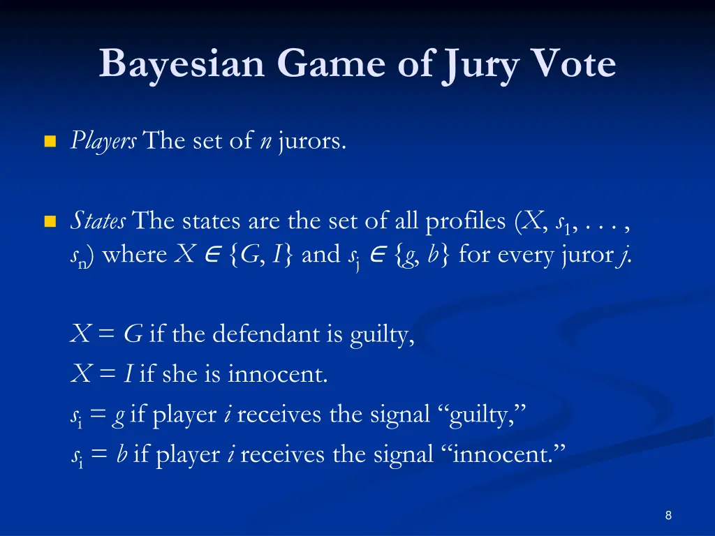 bayesian game of jury vote