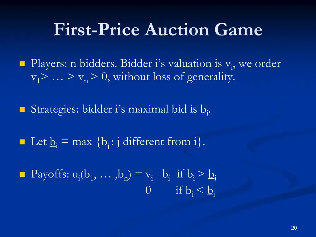 first price auction game