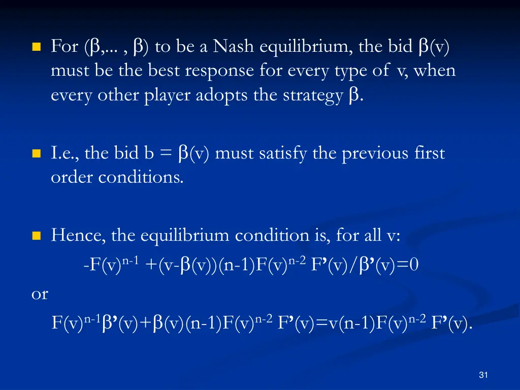 for to be a nash equilibrium the bid v must