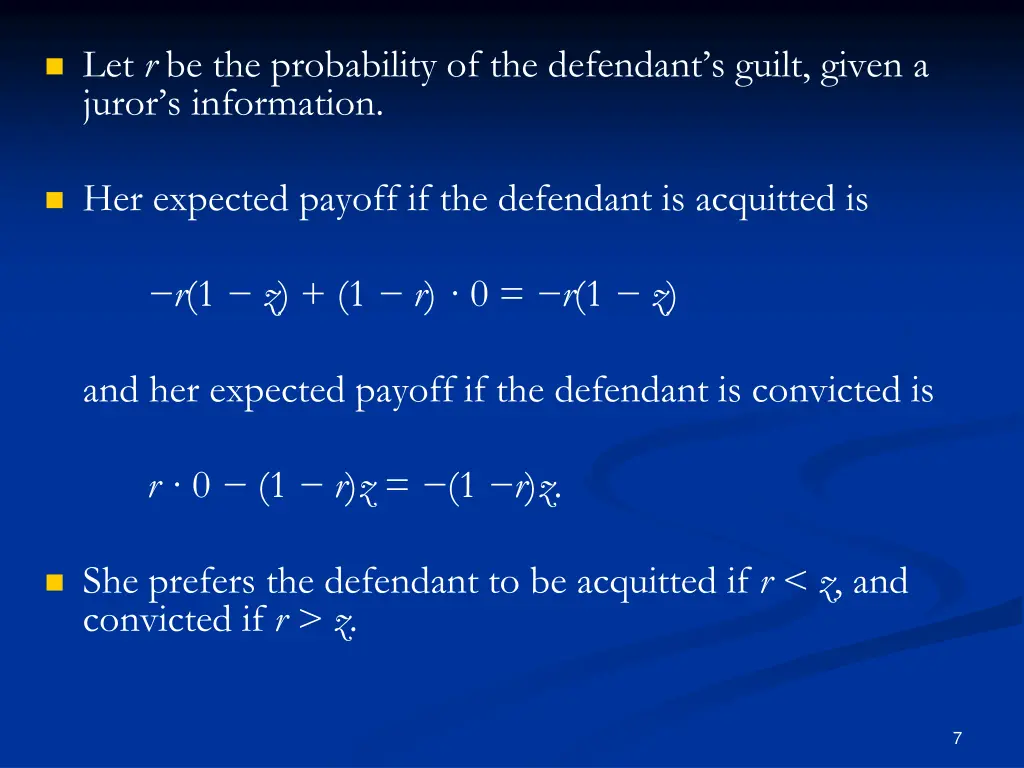 let r be the probability of the defendant s guilt