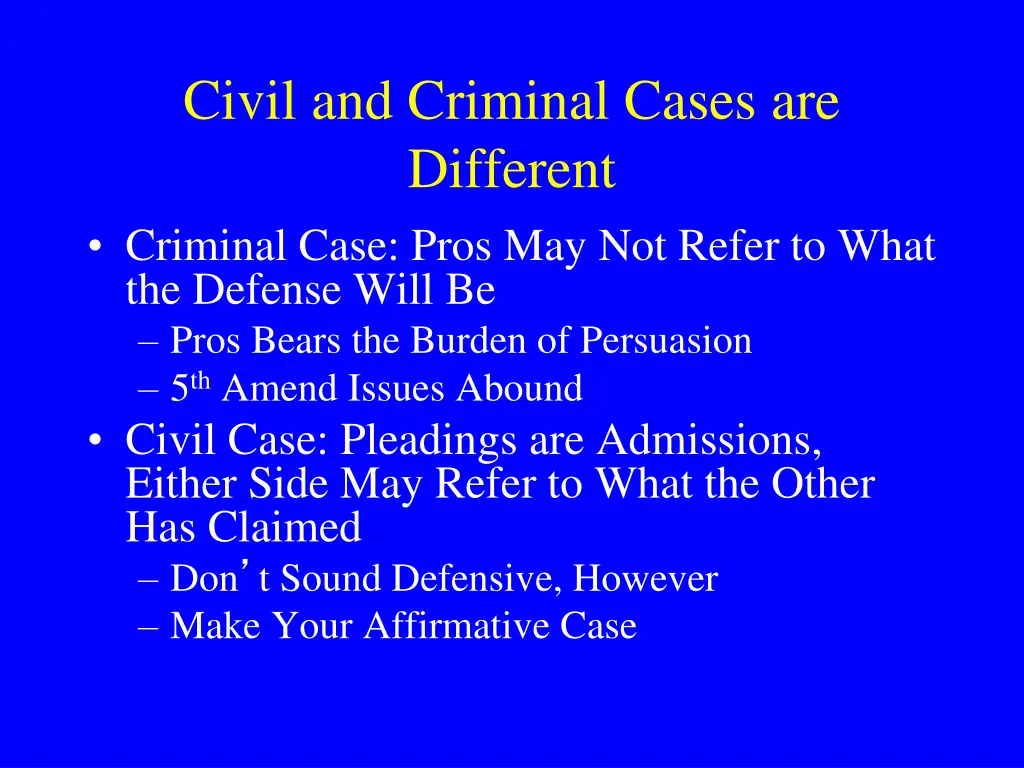 civil and criminal cases are different criminal