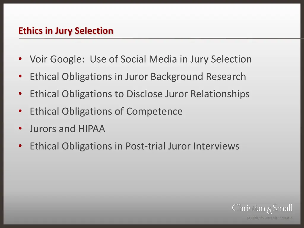 ethics in jury selection 1