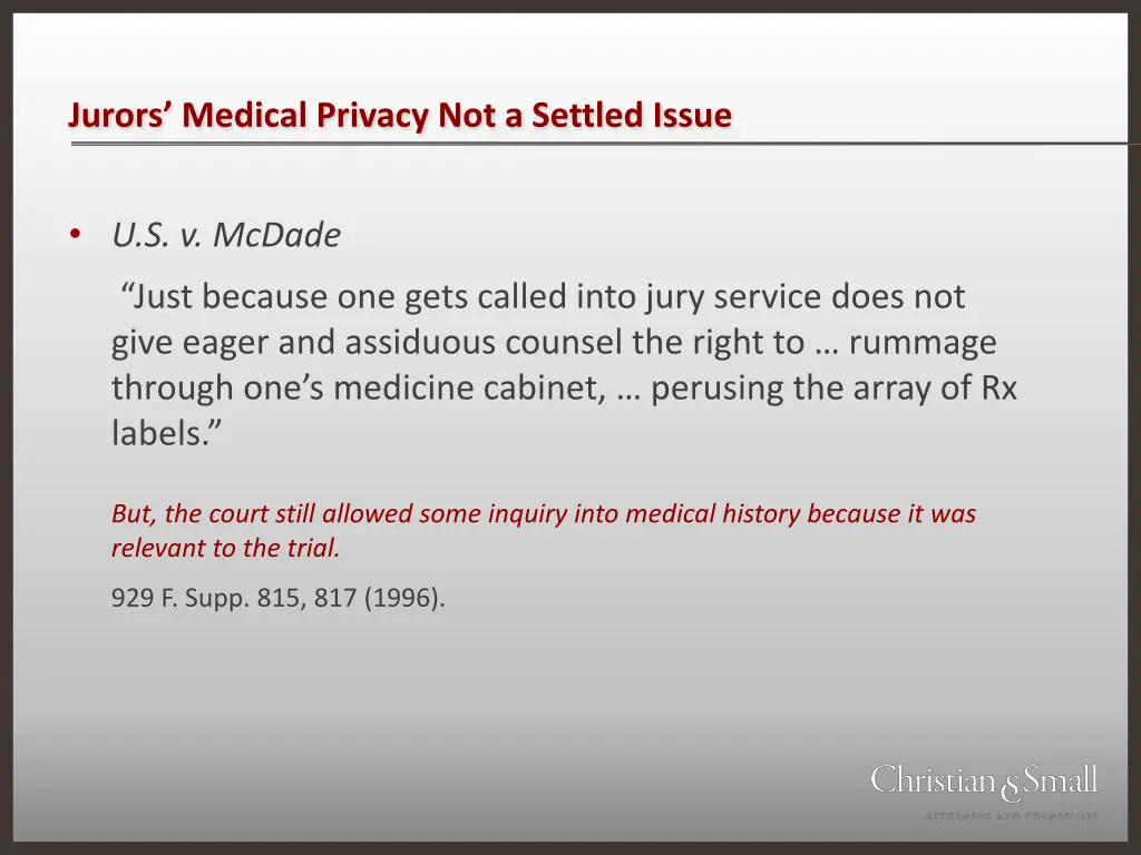 jurors medical privacy not a settled issue