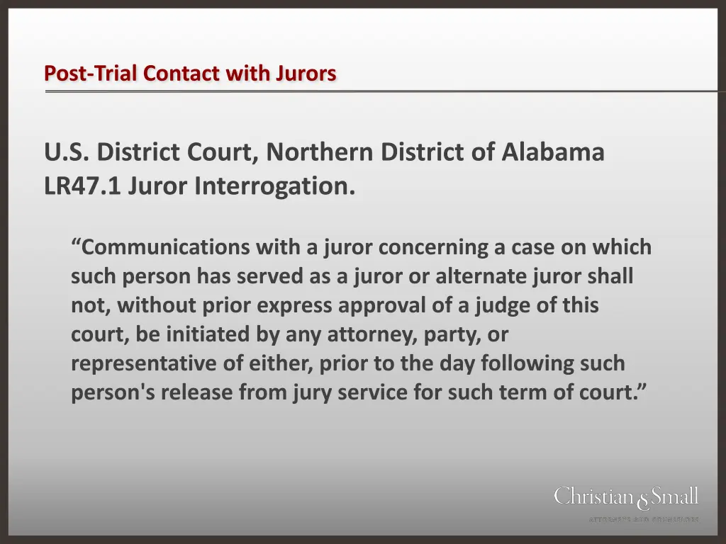 post trial contact with jurors 1