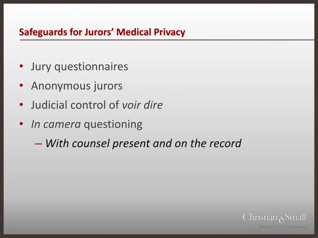 safeguards for jurors medical privacy