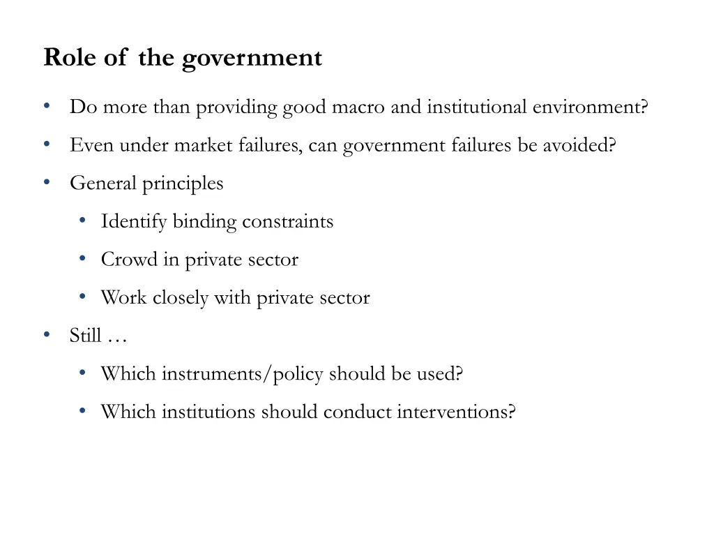 role of the government