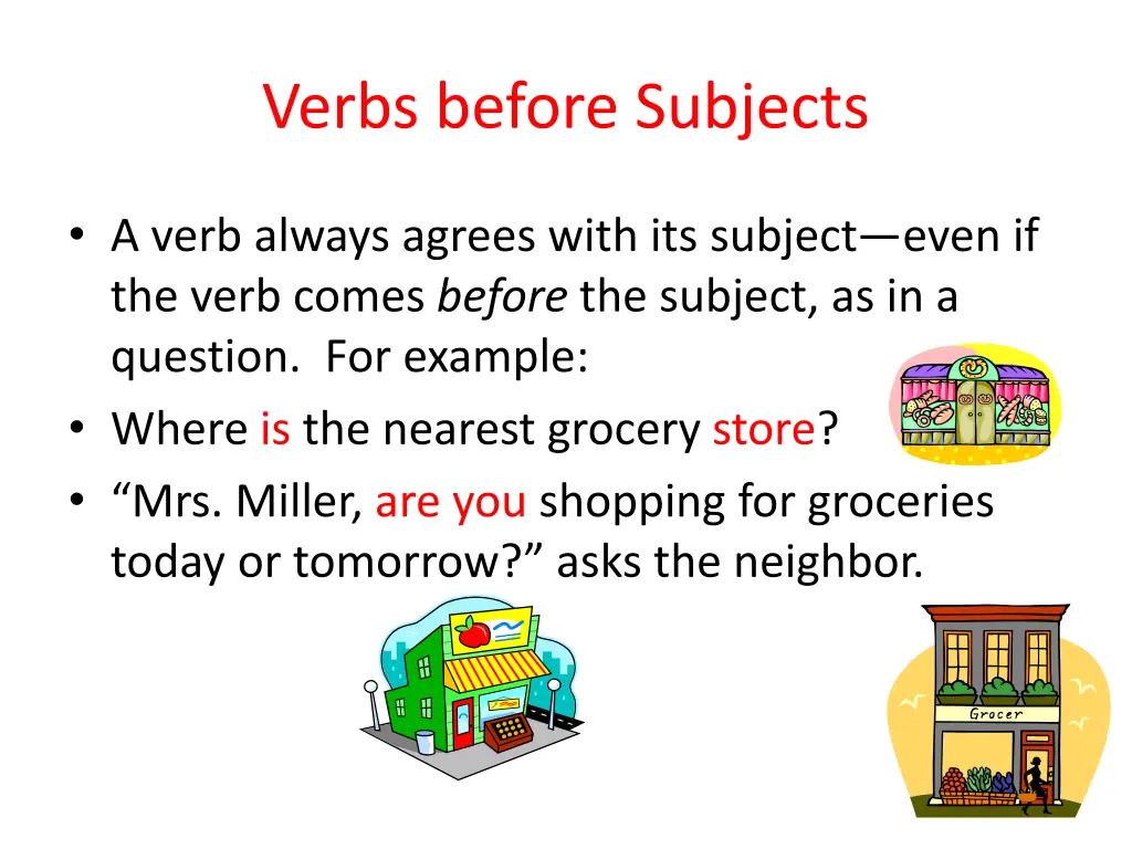 verbs before subjects