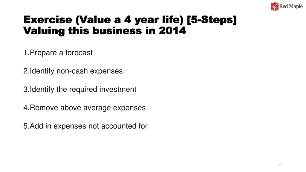 exercise value a 4 year life 5 exercise value