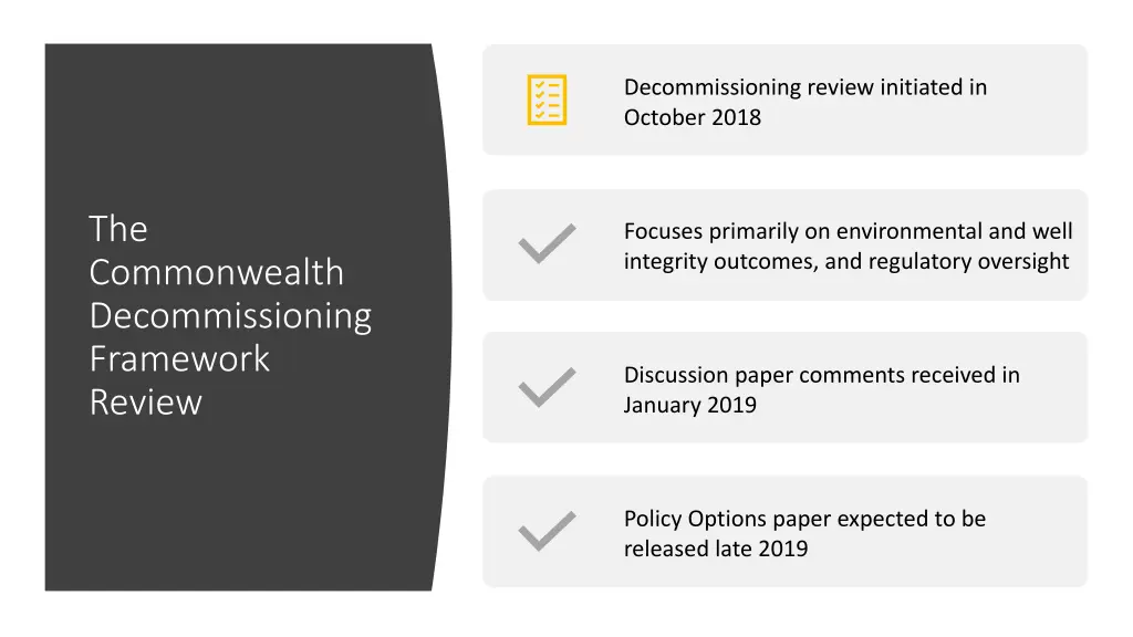 decommissioning review initiated in october 2018