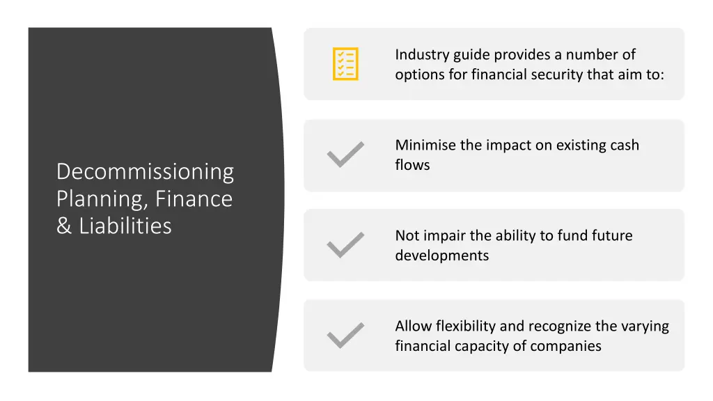 industry guide provides a number of options