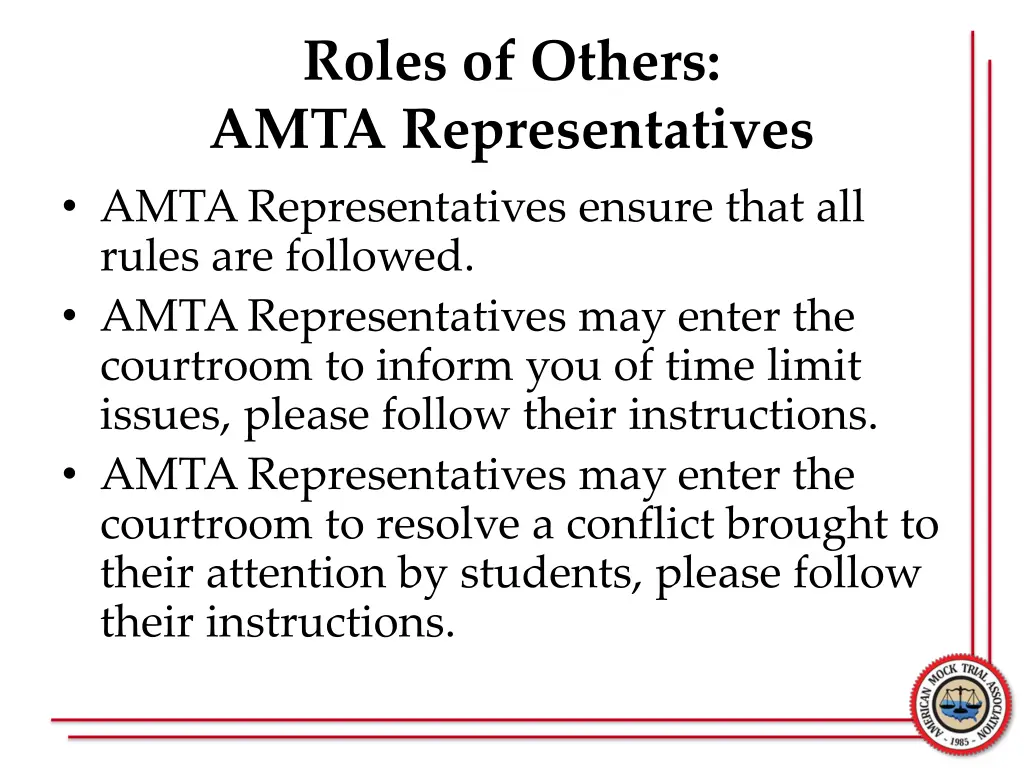 roles of others amta representatives amta