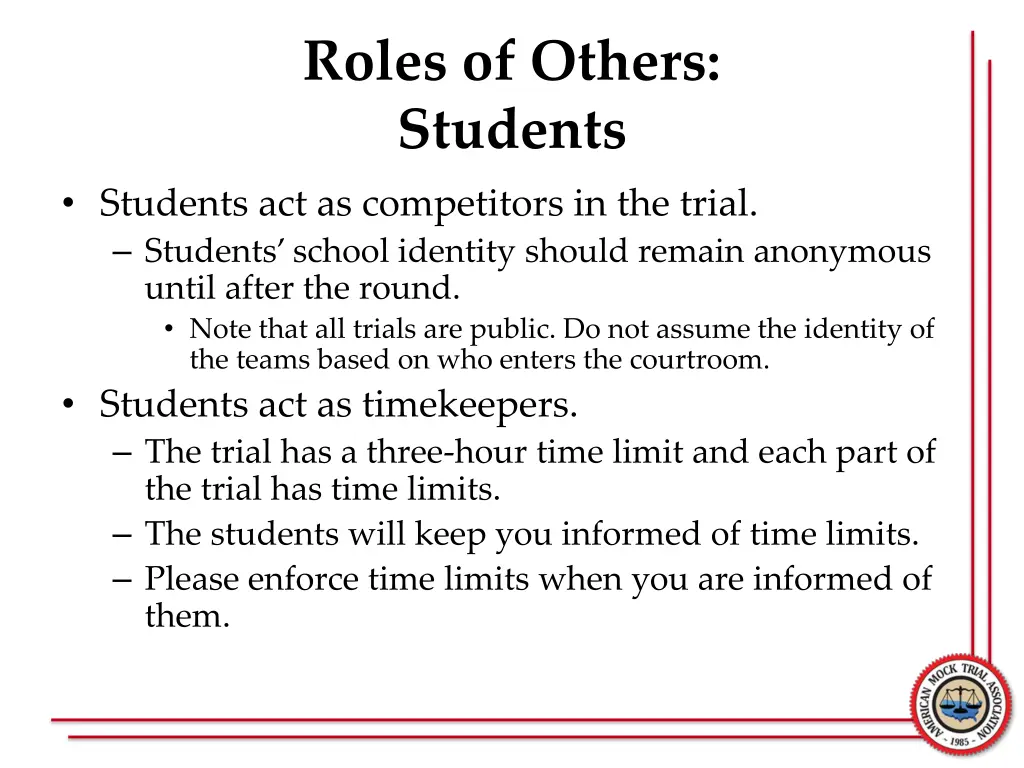 roles of others students