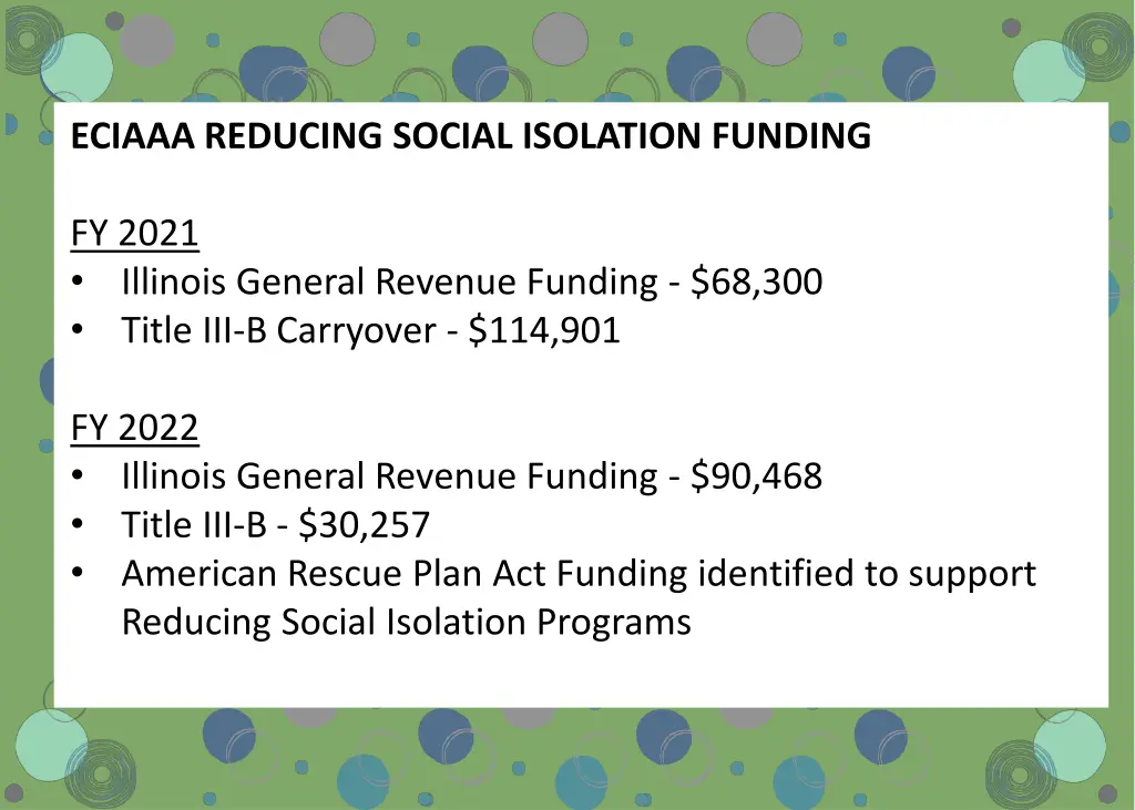 eciaaa reducing social isolation funding