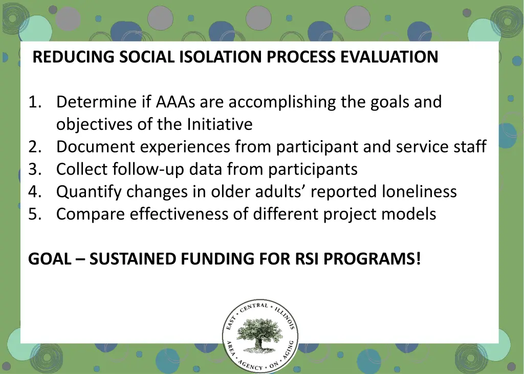 reducing social isolation process evaluation