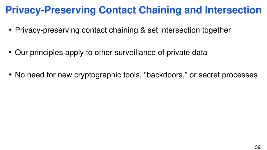 privacy preserving contact chaining