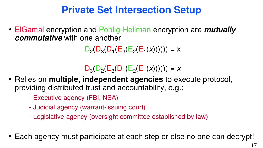 private set intersection setup