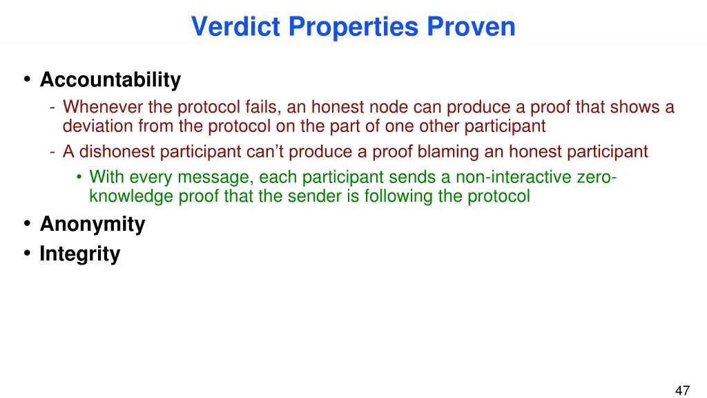 verdict properties proven