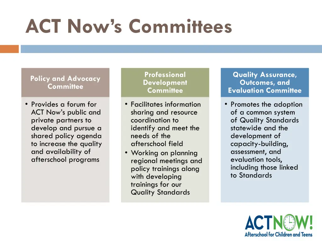 act now s committees