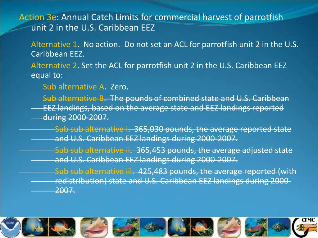 action 3e annual catch limits for commercial