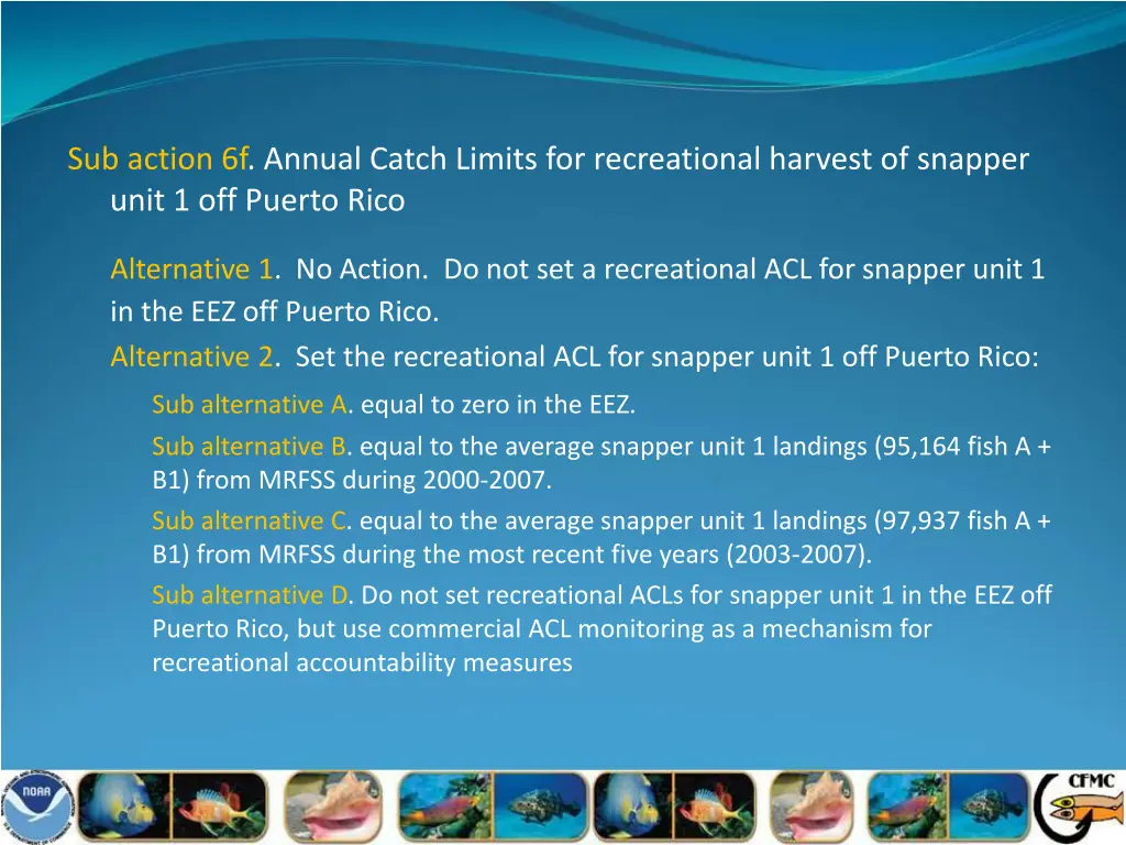 sub action 6f annual catch limits